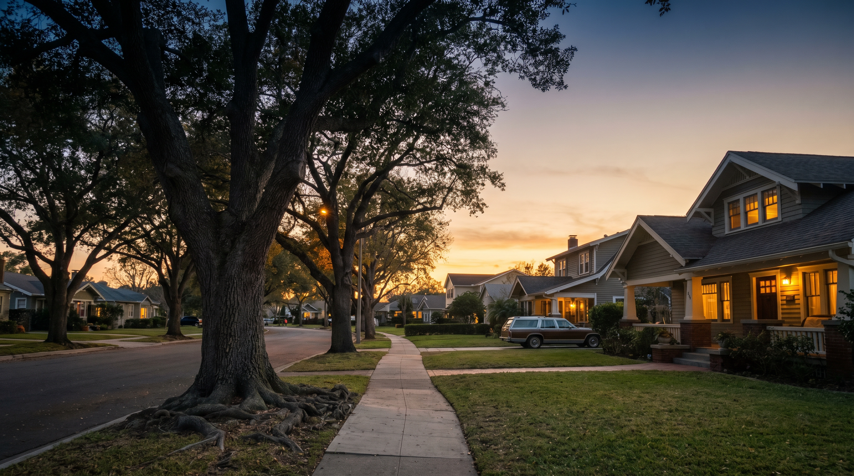 Neighborhood at golden hour